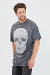 Erkek Parça Boya Baskılı Oversize Basic T-shirt  Antrasit