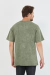 Erkek Parça Boya Baskılı Oversize Basic T-shirt  Haki
