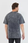 Erkek Parça Boya Baskılı Oversize Basic T-shirt  Antrasit
