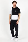Erkek Parçalı Basic T-shirt Siyah-Beyaz