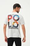 Erkek Polo Baskılı Oversize T-Shirt Kar Melanj