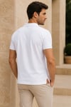 Erkek Polo Yaka Pike Kumaş Tişört Beyaz %100 Pamuk Regular Fit