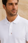 Erkek Polo Yaka Pike Kumaş Tişört Beyaz %100 Pamuk Regular Fit