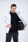 Erkek Reglan Kol Dijital Baskılı Mont Beyaz