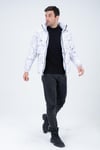 Erkek Reglan Kol Dijital Baskılı Mont Beyaz