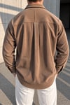 Erkek Regular Fit Fitilli Kadife Uzun Kollu Gömlek - Camel Camel