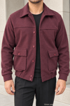 Erkek Regular Fit Kaşe Dokulu Düğmeli Ceket - Bordo Bordo