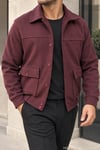 Erkek Regular Fit Kaşe Dokulu Düğmeli Ceket - Bordo Bordo