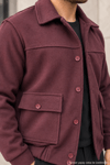 Erkek Regular Fit Kaşe Dokulu Düğmeli Ceket - Bordo Bordo