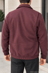 Erkek Regular Fit Kaşe Dokulu Düğmeli Ceket - Bordo Bordo