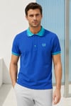 Erkek Regular Fit Nakışlı Kontrast Yaka Saks Polo Yaka Tişört