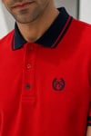 Erkek Regular Fit Nakışlı Kontrast Yaka Kırmızı Polo Yaka Tişört