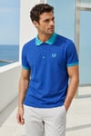 Erkek Regular Fit Nakışlı Kontrast Yaka Saks Polo Yaka Tişört