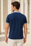 Erkek Regular Fit Nakışlı Kontrast Yaka Lacivert Polo Yaka Tişört