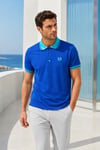Erkek Regular Fit Nakışlı Kontrast Yaka Saks Polo Yaka Tişört