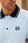 Erkek Regular Fit Nakışlı Kontrast Yaka Açık Mavi Polo Yaka Tişört