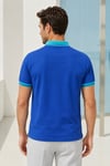 Erkek Regular Fit Nakışlı Kontrast Yaka Saks Polo Yaka Tişört
