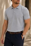 Erkek Regular Fit Polo Yaka Nakışlı T-shirt  Gri Melanj