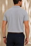 Erkek Regular Fit Polo Yaka Nakışlı T-shirt  Gri Melanj