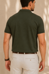 Erkek Regular Fit Polo Yaka Nakışlı T-shirt  Haki