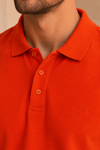 Erkek Regular Fit Polo Yaka Nakışlı T-shirt  Turuncu