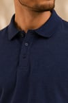 Erkek Regular Fİt Polo Yaka Nakışlı T-shirt  İndigo