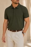 Erkek Regular Fit Polo Yaka Nakışlı T-shirt  Haki