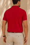 Erkek Regular Fit Polo Yaka Nakışlı T-shirt  Kırmızı