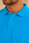 Erkek Regular Fİt Polo Yaka Nakışlı T-shirt  Mavi