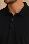 Erkek Regular Fit Polo Yaka Nakışlı T-shirt  Siyah