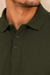 Erkek Regular Fit Polo Yaka Nakışlı T-shirt  Haki