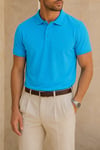 Erkek Regular Fİt Polo Yaka Nakışlı T-shirt  Mavi