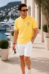 Erkek Sarı Polo Yaka Nakışlı Pike T-Shirt