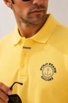 Erkek Sarı Polo Yaka Nakışlı Pike T-Shirt