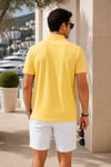 Erkek Sarı Polo Yaka Nakışlı Pike T-Shirt