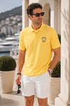 Erkek Sarı Polo Yaka Nakışlı Pike T-Shirt