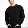 Erkek Siyah 3 İplik Şardonlu Kalın Basic Bisiklet Yaka Oversize Sweatshirt