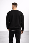 Erkek Siyah 3 İplik Şardonlu Kalın Basic Bisiklet Yaka Oversize Sweatshirt