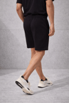 Erkek Siyah Basic Lastikli Bağcıklı Regular Fit Şort