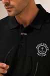 Erkek Siyah Polo Yaka Nakışlı Pike T-Shirt