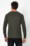 Erkrk Waffle kumaş Uzun Kol Basic T-shirt  Haki