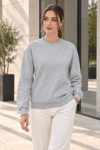 Kadın 2’li Bisiklet Yaka Basic Sweatshirt – Siyah / Gri Siyah