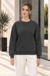 Kadın 2’li Bisiklet Yaka Basic Sweatshirt – Siyah / Antrasit Antrasit