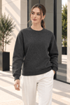 Kadın 2’li Bisiklet Yaka Basic Sweatshirt – Bordo / Antrasit Bordo
