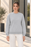 Kadın 2’li Bisiklet Yaka Basic Sweatshirt – Gri / Ekru Gri