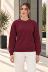 Kadın 2’li Bisiklet Yaka Basic Sweatshirt – Bordo / Antrasit Bordo