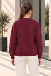 Kadın 2’li Bisiklet Yaka Basic Sweatshirt – Bordo / Antrasit Bordo