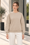 Kadın 2’li Bisiklet Yaka Basic Sweatshirt – Bej / Bordo Bej