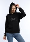 Kadın 3 İplik Şardonsuz Kapüşonlu Sweatshirt Siyah