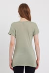 Kadın Bambu Kumaş V Yaka T-shirt Açık Yeşil